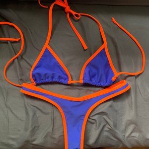 SOLD WolfandFoxx Royal Blue + Neon Orange Bikini AUS10